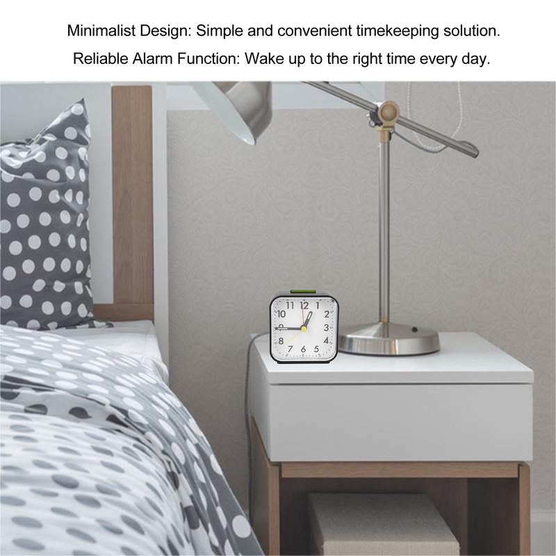 Small Clock Black Alarm Silent Minimalistic Design Snooze with Backlight