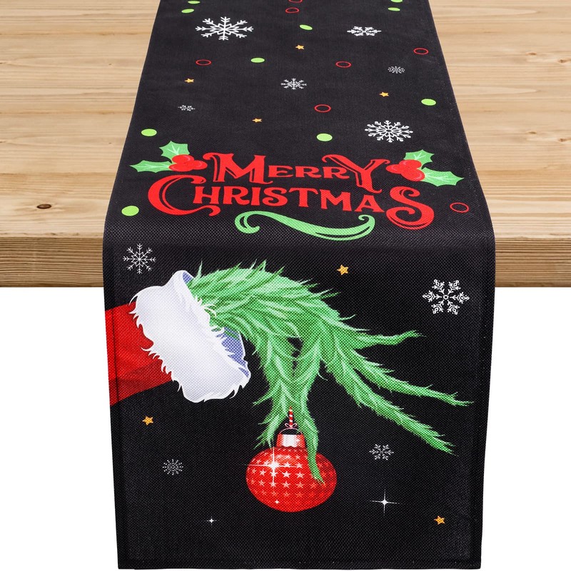 Fowecelt Christmas Table Runner Elf - Elf Christmas Decorations, Elf