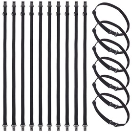 BENECREAT Pack of 16 Adjustable Polyester Elastic Bow Tie Extension Bands with Plastic Buckle DIY Accessories for Belt Ties, Black