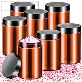 MotBach 6 Pack 10oz Amber Plastic Jars Round Clear Containers with Lids, 300ml Empty Small Cosmetic Jars Makeup Containers, 10ounce Slime Jar Travel Cosmetic Container for Travel Makeup Beauty Product