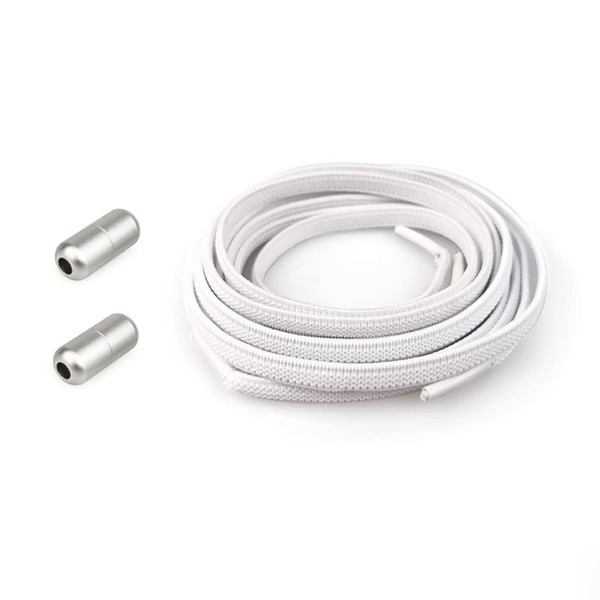 LIUJZZJ 1 Pair White Bowless Shoe Laces with Quick Release