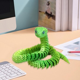 3D Printed Fidget Animals,Desk Articulated Animal Decor | Collectible 3D Snake Figurine Toy 2.5 Ft Long for Birthday Easter Desk Decoration