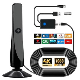 TV Antenna, Amplified HD Digital TV Antenna,Miles Coverage Range Supports 4K 8K 1080p for Smart HDTV and Older TVs，with High Performance Coax Cable