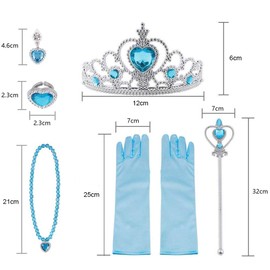 Vicloon Vicloon ELSA Set, ELSA Handschuhe, Pfirsichherz Krone, Zauberstab, Halskette, Ring, Ohrring, Clip-On Toupet, Set von 9