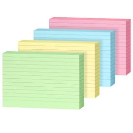 OWLKELA A6 400Pcs Flash Cards, Index Cards 4 Colours (5.83 * 4.13inches), Revision Card for Studying,Working, Note Card for Office, School and Home