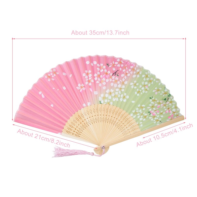 Boshiho Japanese-Style Folding Fan, Stylish, Pure Silk, Dance, Floral Pattern,