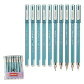 POPGel Gel Pens, BLUE, Fine Point (0.7mm), Pack of 10, Smooth Gel Pens, Waterproof Ink, Quick Dry, Ideal for School Office Home, iZOFAX Black Ball Pen