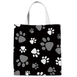 WAITPI Cute Dog Paw Mom Canvas Tote Bag Gifts for Lovers, Black Puppy Pet Aesthetic Canvas Reusable Tote Bag with One Dog Paw for Shopping