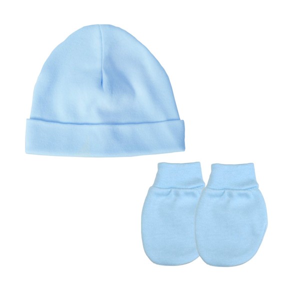 Baban Baby Newborn Hat and Baby Scratch Mittens Set -