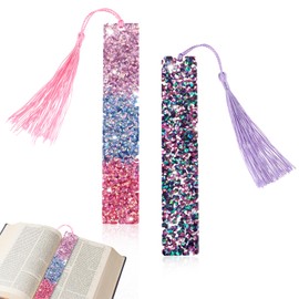 TIESOME Rhinestones Art Bookmarks, Glitter Dimond Painting Bookmarks Resin Book Markers with Colorful Tassel for Birthday Christmas Thanksgiving Party Wedding Gifts