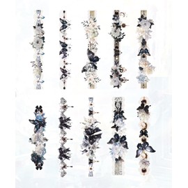 MAFELOE 20 Pieces PET Scrapbook Stickers, Aesthetic Supplies for Journaling Junk Bullet Diary Album Calendars Decoration-Long Strip Butterfly&Flower Series-Black (D-Y3-L-YCMJ)