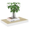 4-Piece Floating Oak and White Wall Shelves 15.7"x9.1"x1.5" MDF Display