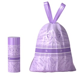 Freshlix 4 Gallon Small Trash Bags No-Tearing Drawstring Strong Garbage Bags Lavender Scented Bathroom Trash Bag 31 Count for Home, Office, Kitchen,Outdoor Camping