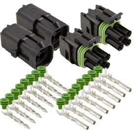 4-PIN (2x2 Conductor) 20 amps 18 20 GA, Weather-Pack Series, Sealer Terminals, Housing Male & Female Quick Disconnect QD Splice Kit