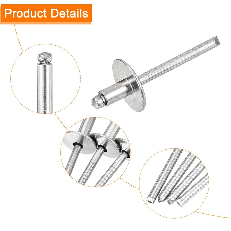 sourcing map 25Pcs 3/16"x5/16" 304 Stainless Steel Large Flange Round