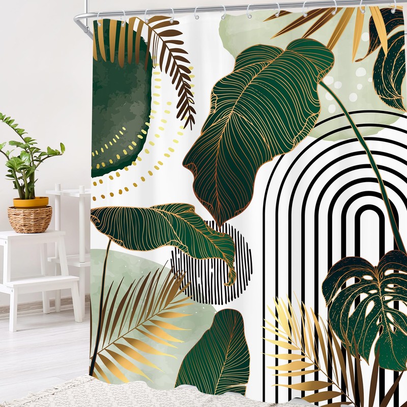 Cinbloo Green Boho 72Wx84H Shower Curtain Extra Long Mid Century
