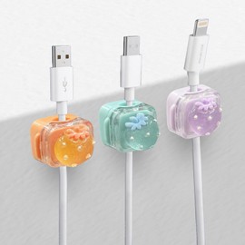 Frayot Cable Clips for Nightstand,Cord Holder Organizer with DIY Surface Design (3Pack-Strawberry)