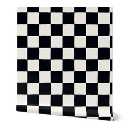 Removable Wallpaper Swatch - Retro Checkerboard Black White Checkered Custom Pre-Pasted Wallpaper by Spoonflower