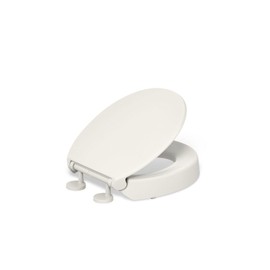 KOHLER 25876-96 Hyten Elevated Quiet-Close Round Toilet Seat, Contoured Seat with Grip-Tight Bumpers, Quick-Attach Hardware, Biscuit