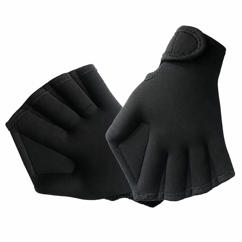 Webbed Swim Gloves with Adjustable Wrist Strap for Swimming, Diving