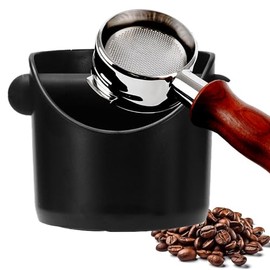POPOYU Coffee Knock Box,Mini Espresso Knock Box,Black Coffee Grounds Container Small Knock Box,with Shock-Absorbent Removable Knock Bar and Non-Slip Base,Grind Barista Accessories