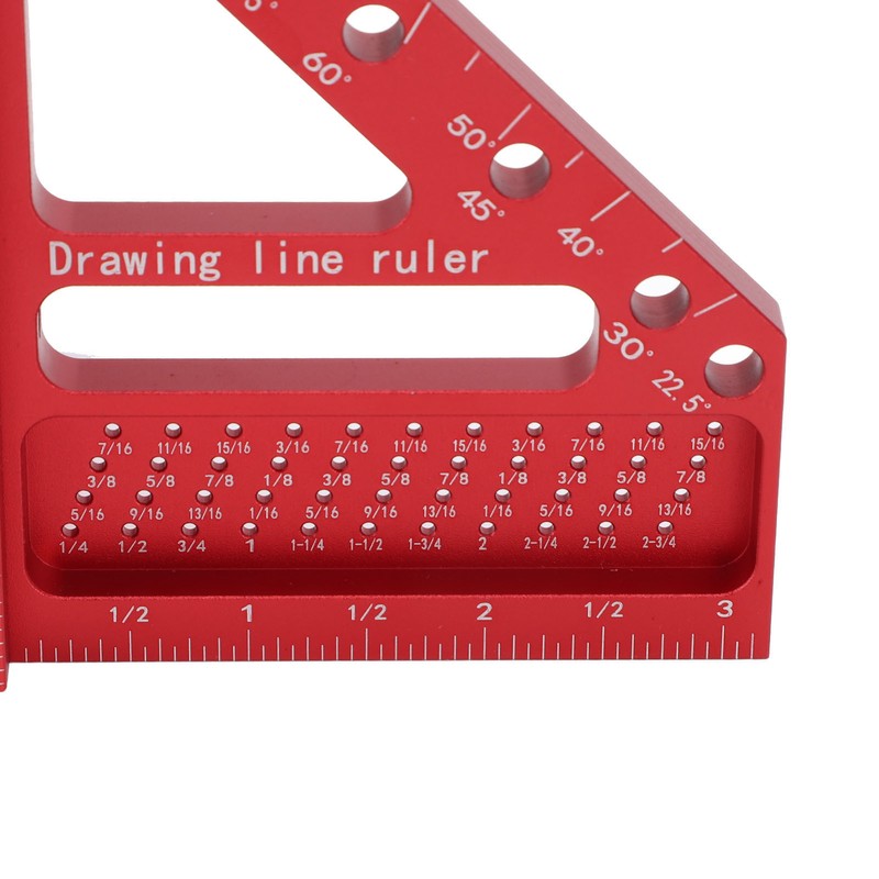 Carpenter Square Hole Scribing Ruler 45 90 Degree Aluminum Alloy