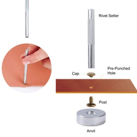 Leather Rivets 180 Set Double Cap Rivet in 2 Sizes Tubular Metal Stud Earrings Hollow Rivets with 3 Fixing Tools Paper Punch Pliers Storage Box for DIY Craft Repair Decoration 3 Colours