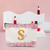 Alphabet Floral Butterfly Initial Makeup Bag, Cosmetic Bags with Zipper,