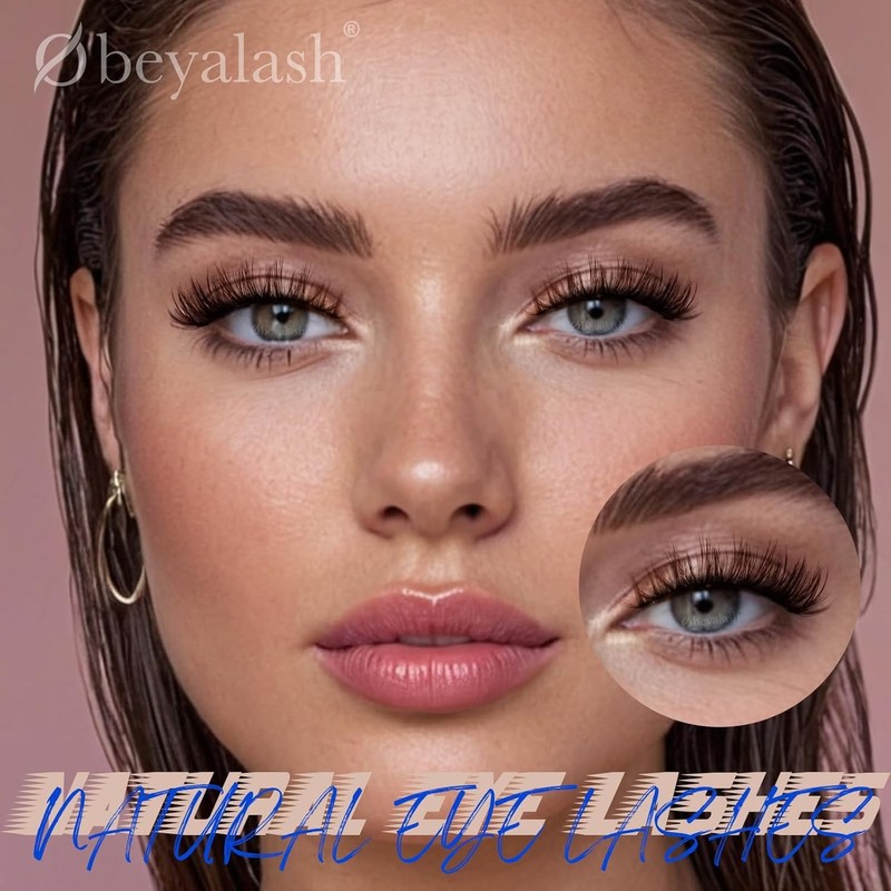 Obeyalash Brown Eyelashes, Cat Eye Lashes, 3D Fluffy Eyelashes, Natural