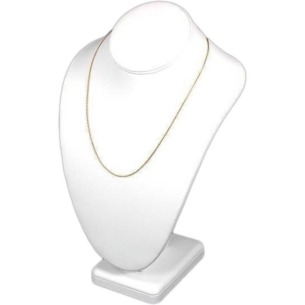 FindingKing Necklace Bust Showcase Display White Leather Jewelry