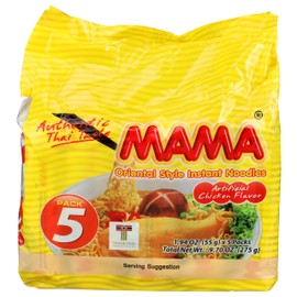 Mama Oriental Style Instant Noodles, Chicken Flavor, 5 Count, 9.7 Ounce (Pack of 6)