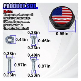 Tuxihapp 4PCS American Flag License Plate Bolts Decorative Kit, Rustproof Car Tag License Plate Frame Screws Fastener Kit, USA Flag Front Rear Tag Fasteners for Cars, Trucks, Motorcycles (Black-Red)