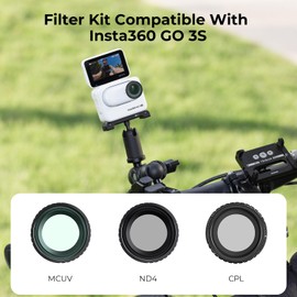 K&F Concept GO 3S UV CPL ND Filters Kit (3 Pack), UV CPL ND4 Filter Compatible with Insta360 GO 3S with 28 Multi-Layer Coated, (NOT for Insta360 GO 3)
