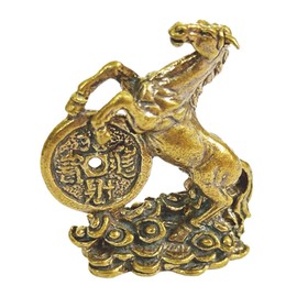 Miracle Magic Lucky Horse Charm Mini Brass Figurine Thai Amulet & Yant Kroa Petch Sheet Gold Talisman Wealth Strength Prosperity Miniature Feng Shui Figure Protection Power Blessing Lp Dam