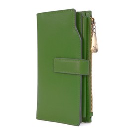 Catwalk Collection Handbags - Ladies Large Leather Purse - Women's 20 Credit Card Wallet with Phone & Coin Pocket - RFID - Stella - Green