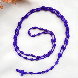 Stocking Stuffers Gifts for Women Pink Rosary Necklace for Women Long Blue Cross Necklace Trendy Layered Cross Necklace for Teen Girls Boys Fashion Jewelry Christmas Gift