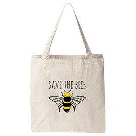 Moonlight Makers, Save The Bees, 100% Cotton Canvas, Natural Tote Bag, Full-Color Tote, Funny Design