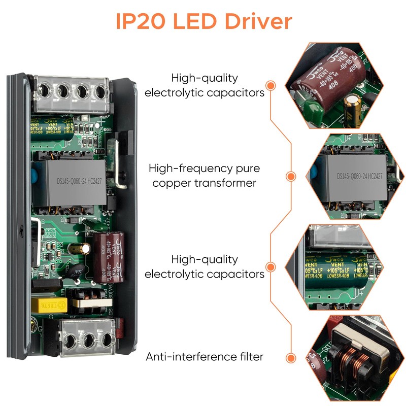 Karyoosi 24V 60W LED Driver, LED Power Supply 2.5A, AC