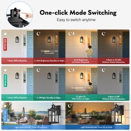 OPAXIS Motion Sensor Outdoor Light, Black Porch Light Dusk to Dawn, Waterproof Outdoor Motion Sensor Light, Anti-Rust Outside Lights for House, Garage, Doorway, Porch, 100% Aluminum