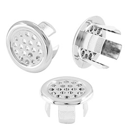 3 Pack Bathroom Sink Overflow Trim Ring, Electroplating Chrome Overflow Drain Cover Round Basin Cover, Vanity Sink Overflow Cap Small Sink Insert, Plastic Mesh Hole Trim Ring for Kitchen