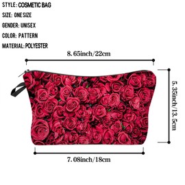 Livel lhood Red Rose Cosmetic Bag for Women Cute Makeup B ag for Purse Travel Toiletry Zipper Pouch for Girls Women Families Friends Sisters Gifts Red Rose Makeup Bag for Her