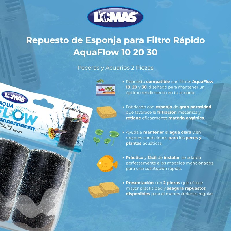 Lomas Repuesto Esponja para Filtro Rápido AquaFlow 10 20 30