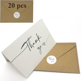KISTARCH 20 pcs Thank You Cards with Envelopes and Sealed Stickers, 4x6 Inch Classic Design Bulk Appreciate Cards, Thank You Notes for Small Business, Birthdays, Wedding, Graduation