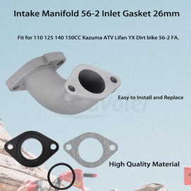 Amavoler Intake Manifold Pipe 26mm Carburetor intake Manifold Gasket Kit Aftermarket Replacement Parts Fit for 110 125 140 150CC Kazuma ATV Lifan YX Dirt bike 56-2 FA.