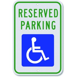 Handicap Parking Sign-18 x 12 inch Aluminum Sign, with ADA Accessibility Symbol, Reserved Parking Sign, Engineer Grade Reflective Material, UV Protected and Weatherproof (Reflective-Blue)