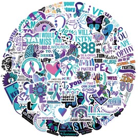 100PCS Suicide Awareness Stickers,Suicide Prevention,Self-Adhesive Mental Health,Waterproof for Water Bottle, Laptop - Motivational Items for Adults, Teens