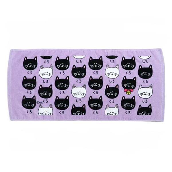 Face Towel [Kuroneko-san and Shiro-san] Printed Long Towel, Okaki Series