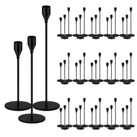 48 Pack Candle Holders Taper Candle Holders Tall Metal Candle Stands Holders for Table Centerpiece Modern Pillar & Home Wedding Decor, Matte Black