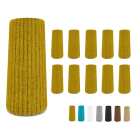 16 Pcs Gold Chair Socks - Premium Knitted Protectors for Hardwood Floors - Easy to Fit All Leg Shapes - Noise Reduction and Scratch Protection - High Elastic Bar Stool Leg Covers - Furniture Pads