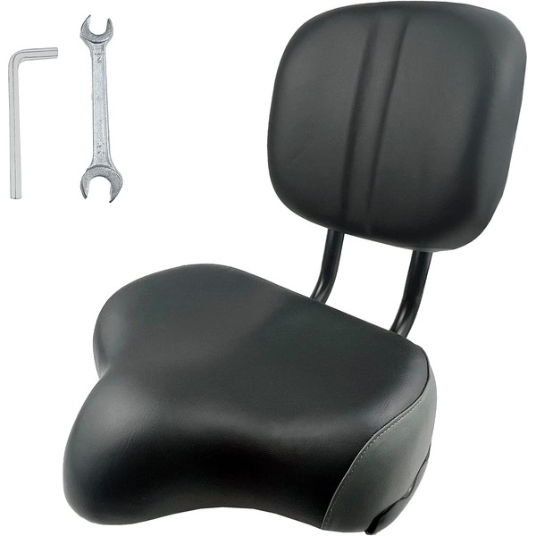 THALOUS Bike Seat with Backrest Oversized Comfort Bicycle Saddle Replacement